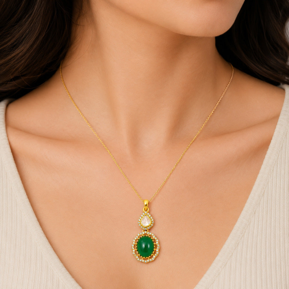 18K Gold Plated Colorful Gemstone Pendant Necklace for Women BIP1001