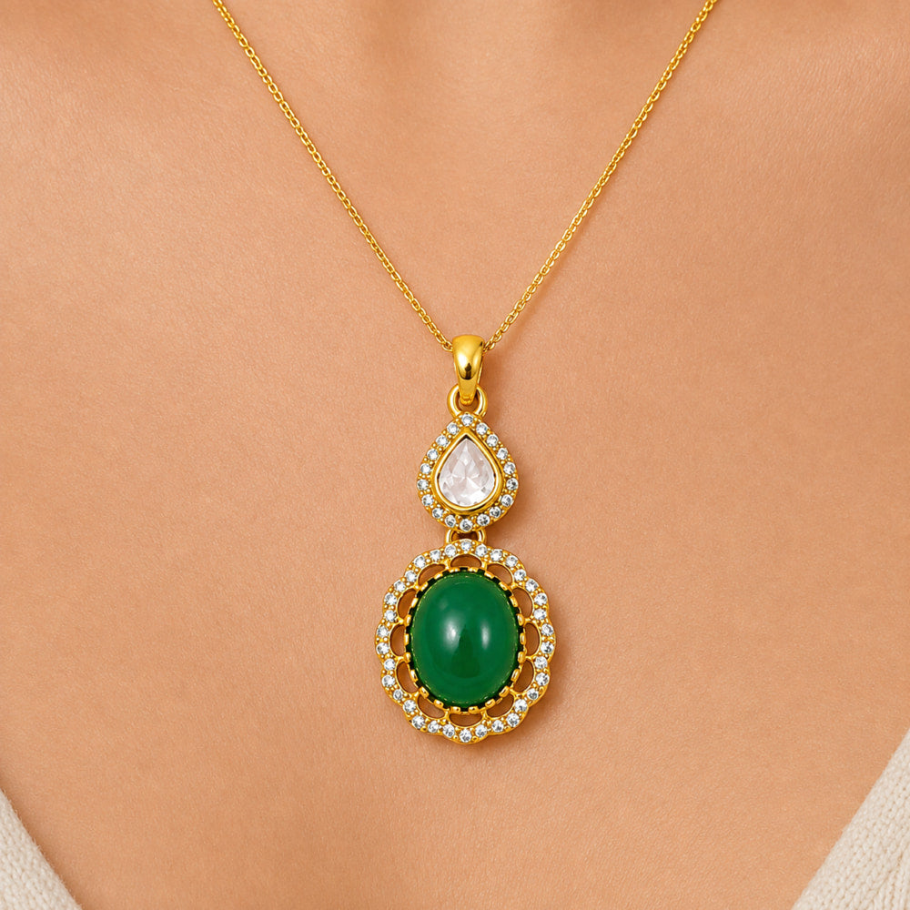 18K Gold Plated Colorful Gemstone Pendant Necklace for Women BIP1001