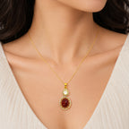 18K Gold Plated Colorful Gemstone Pendant Necklace for Women BIP1001