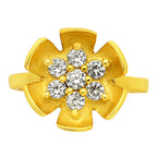 Adjustable Elegant 18K Gold Plated Floral Crystal Designer Ring for Women & Girls BIR1001