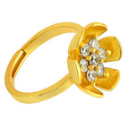 Adjustable Elegant 18K Gold Plated Floral Crystal Designer Ring for Women & Girls BIR1001