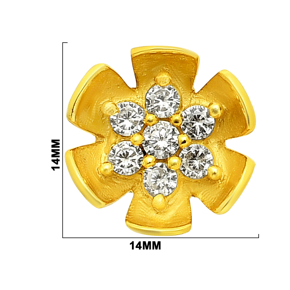 Adjustable Elegant 18K Gold Plated Floral Crystal Designer Ring for Women & Girls BIR1001