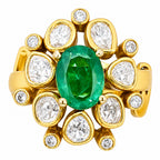 Adjustable 18K Gold Plated Green Gemstone Fashion Ring with Sparkling CZ Accents Size 5-10 BIR1002