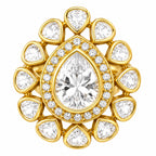 Adjustable 18K Gold Plated Colorful Gemstone Statement Halo Ring Jewelry Size 5-10 BIR1003