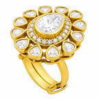 Adjustable 18K Gold Plated Colorful Gemstone Statement Halo Ring Jewelry Size 5-10 BIR1003