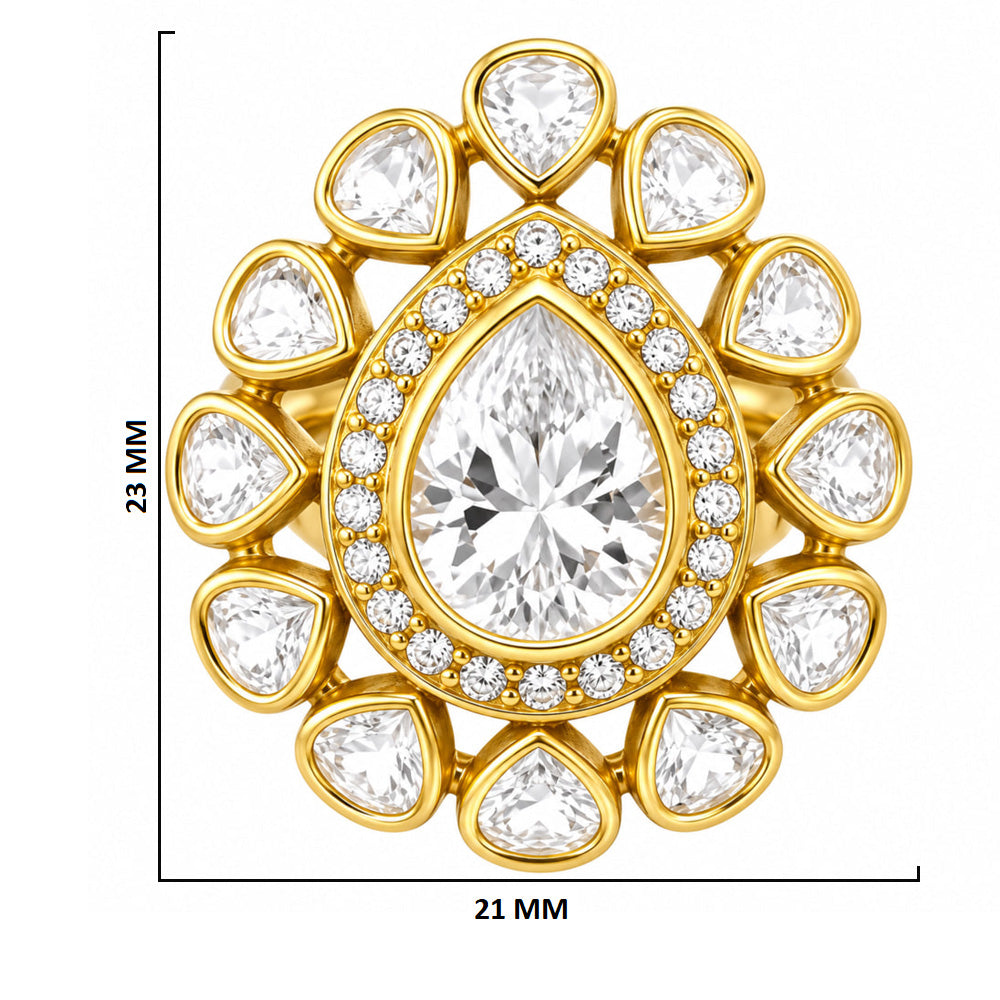 Adjustable 18K Gold Plated Colorful Gemstone Statement Halo Ring Jewelry Size 5-10 BIR1003