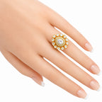 Adjustable 18K Gold Plated Colorful Gemstone Statement Halo Ring Jewelry Size 5-10 BIR1003