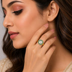 Adjustable 18K Gold Plated Colorful Gemstone Halo Ring for Women Size 5-10 BIR1004