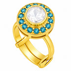 Adjustable 18K Gold Plated Colorful Gemstone Halo Ring for Women Size 5-10 BIR1004