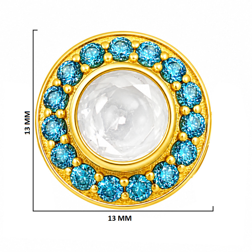 Adjustable 18K Gold Plated Colorful Gemstone Halo Ring for Women Size 5-10 BIR1004