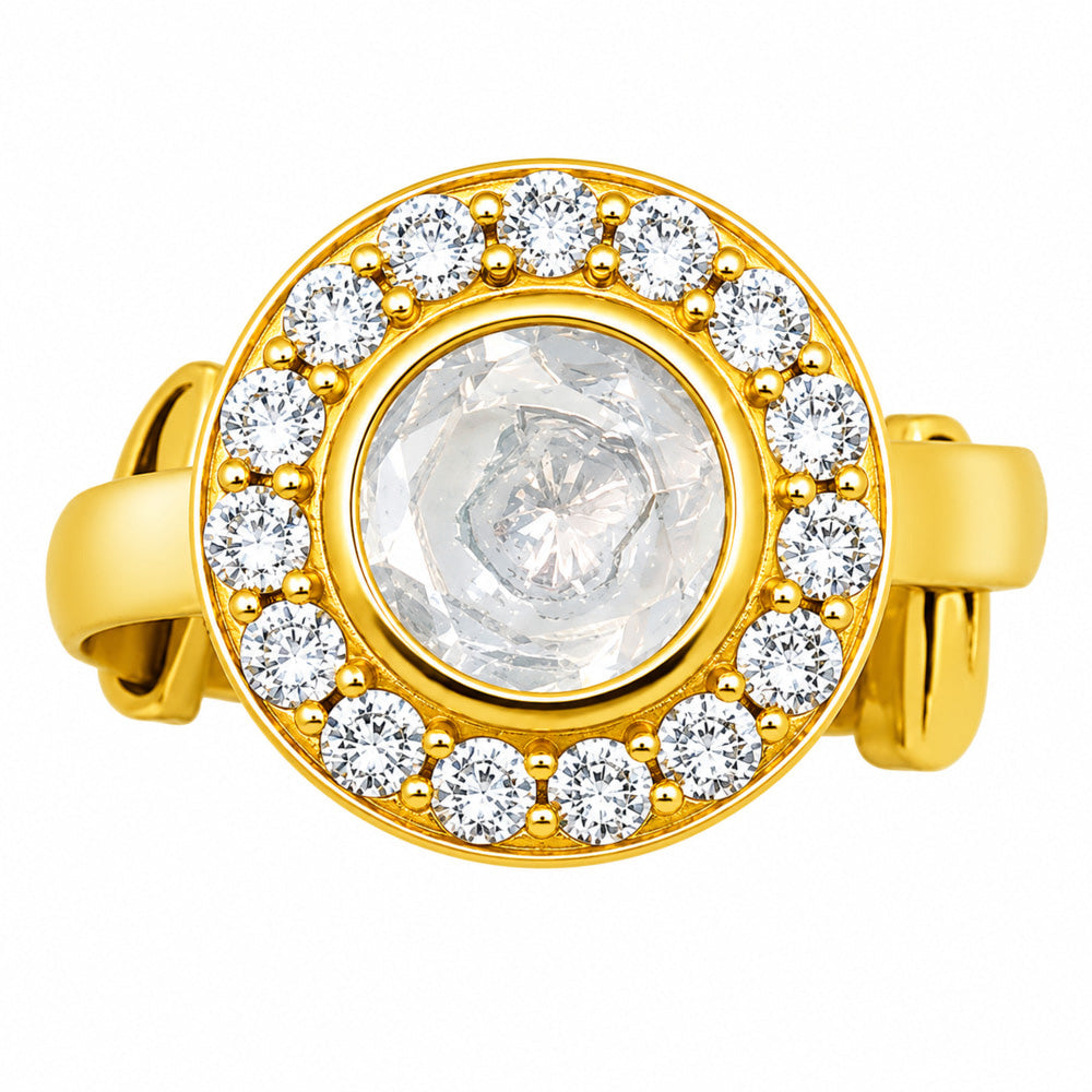 Adjustable 18K Gold Plated Colorful Gemstone Halo Ring for Women Size 5-10 BIR1004