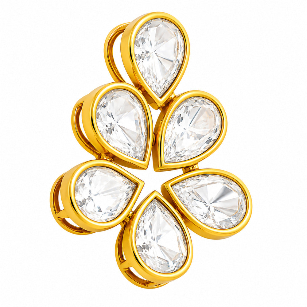 18K Gold Plated CZ Floral Pendant Necklace & Stud Earrings Set For Women BIT1001