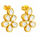 18K Gold Plated CZ Floral Pendant Necklace & Stud Earrings Set For Women BIT1001