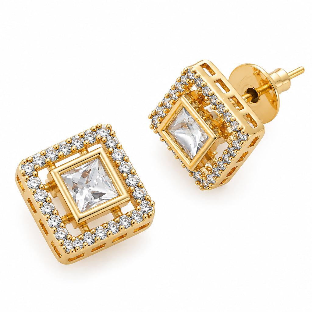 Gold Plated Pink/Green/White Stone Necklace & Earring Set with White Crystal Detailing, Designer Jewellery Set for Women, Wedding & Festive Wear BIT1002