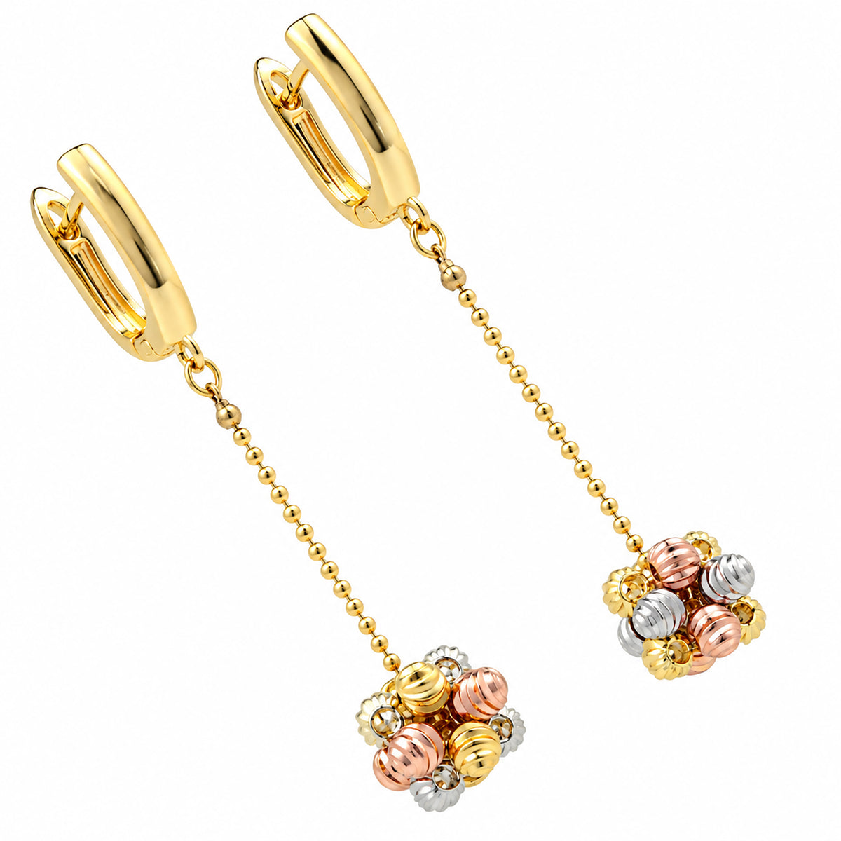 Gold Plated Triple Tone Floral Necklace & Earrings Set with Beaded Design for Women, Traditional Designer Jewellery for Wedding & Festive Wear BIT1005