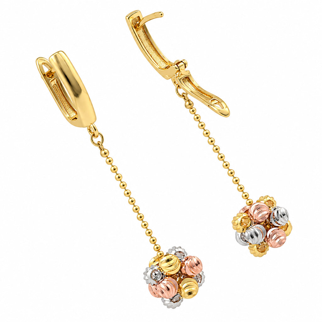 Gold Plated Triple Tone Floral Necklace & Earrings Set with Beaded Design for Women, Traditional Designer Jewellery for Wedding & Festive Wear BIT1005