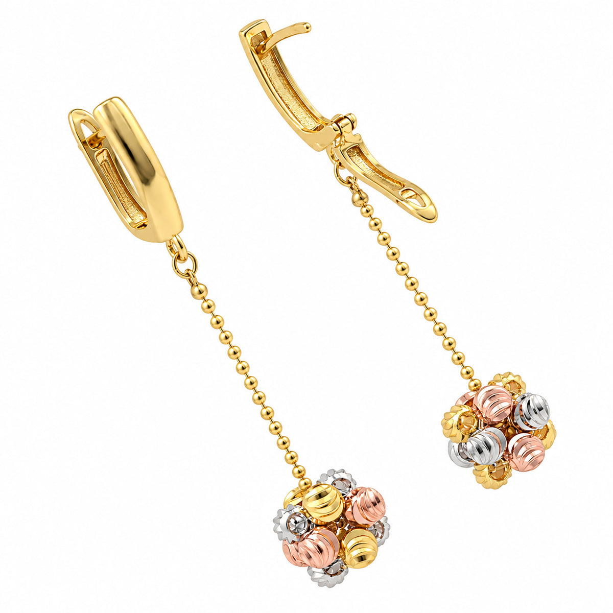 Gold Plated Triple Tone Floral Necklace & Earrings Set with Beaded Design for Women, Traditional Designer Jewellery for Wedding & Festive Wear BIT1005
