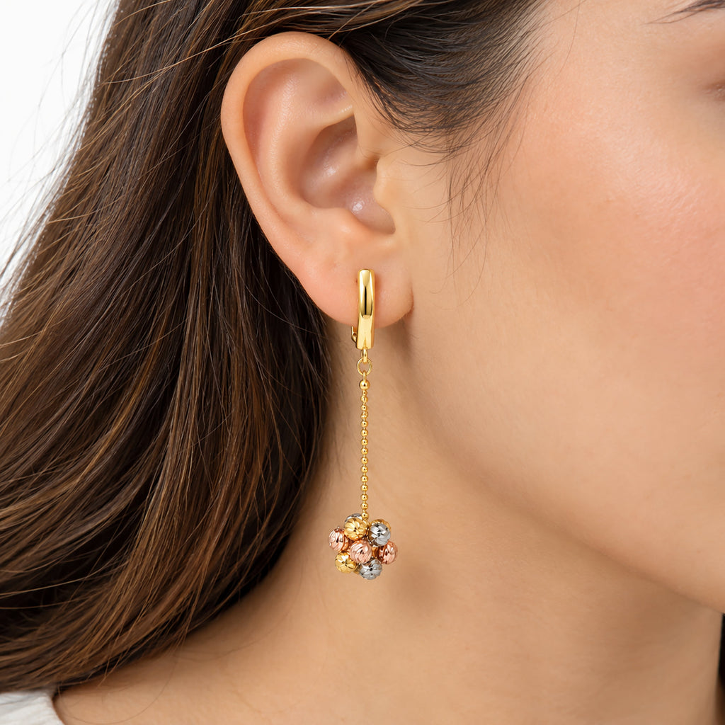 Gold Plated Triple Tone Floral Necklace & Earrings Set with Beaded Design for Women, Traditional Designer Jewellery for Wedding & Festive Wear BIT1005