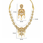 Gold Plated Ruby Red, Milky Aqua & White Quartz with AD Stone Studded Traditional Necklace & Earrings Jewellery Set for Bridal Wedding, Festive & Party Wear BIT1006