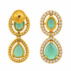 Gold Plated Mint Green & Red with White AD Stone Studded Traditional Choker Necklace & Earrings Set for Wedding, Festive & Party Wear BIT1007