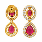 Gold Plated Mint Green & Red with White AD Stone Studded Traditional Choker Necklace & Earrings Set for Wedding, Festive & Party Wear BIT1007