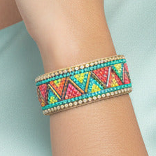Colorful Bohemian Boho Seed Bead Loom Bracelet, Ethnic Large Cuff Bracelets For Women FBR1001