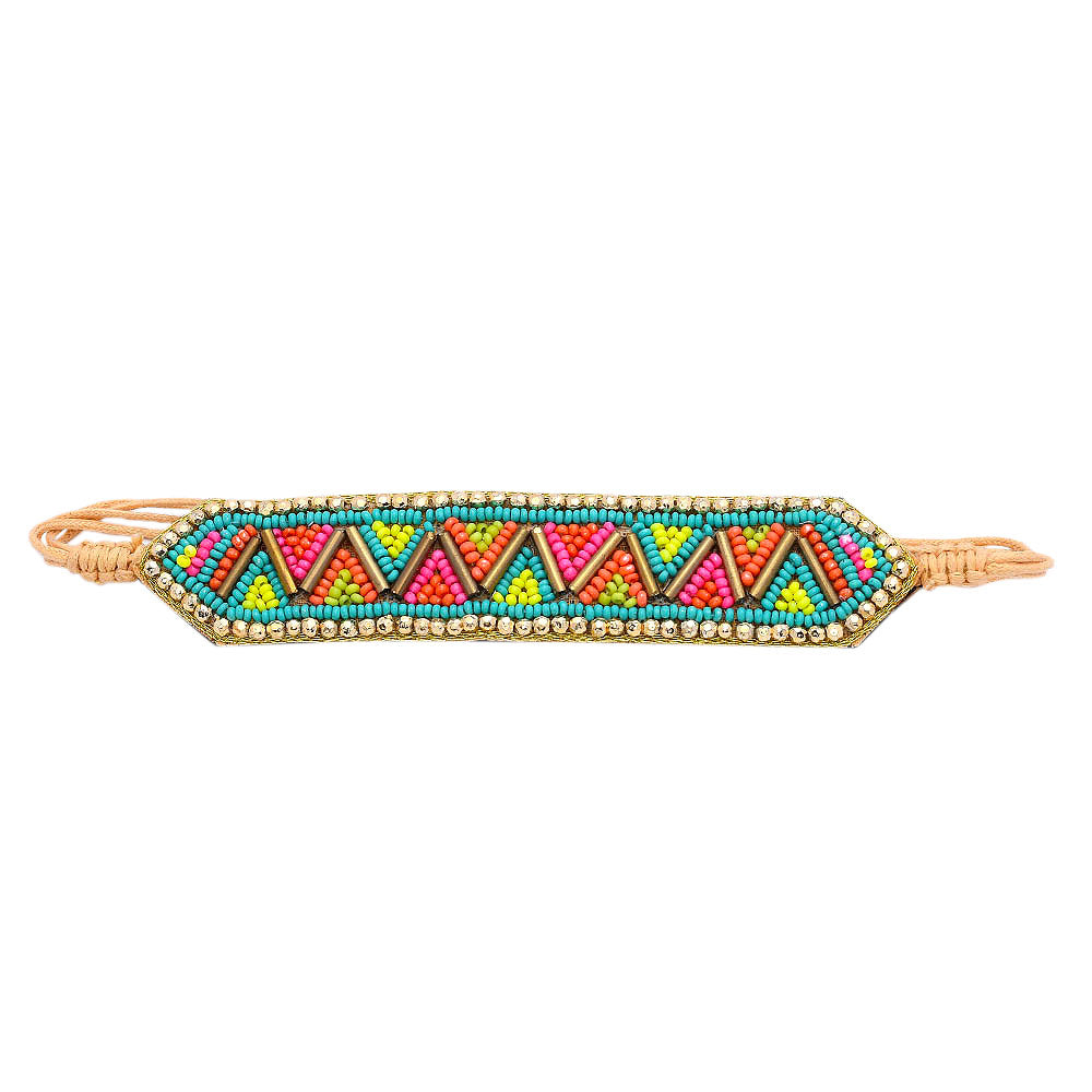 Colorful Bohemian Boho Seed Bead Loom Bracelet, Ethnic Large Cuff Bracelets For Women FBR1001