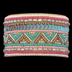 Colorful Bohemian Boho Seed Bead Loom Bracelet, Ethnic Large Cuff Bracelets For Women FBR1004