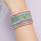 Colorful Bohemian Boho Seed Bead Loom Bracelet, Ethnic Large Cuff Bracelets For Women FBR1004