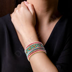 Colorful Bohemian Boho Seed Bead Loom Bracelet, Ethnic Large Cuff Bracelets For Women FBR1004