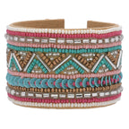 Colorful Bohemian Boho Seed Bead Loom Bracelet, Ethnic Large Cuff Bracelets For Women FBR1004