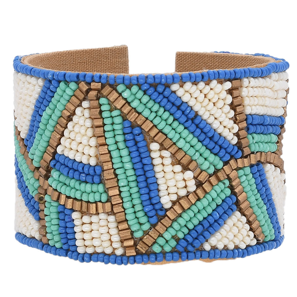 Colorful Bohemian Boho Seed Bead Loom Bracelet, Ethnic Large Cuff Bracelets For Women FBR1005