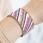 Colorful Bohemian Boho Seed Bead Loom Bracelet, Ethnic Large Cuff Bracelets For Women FBR1006