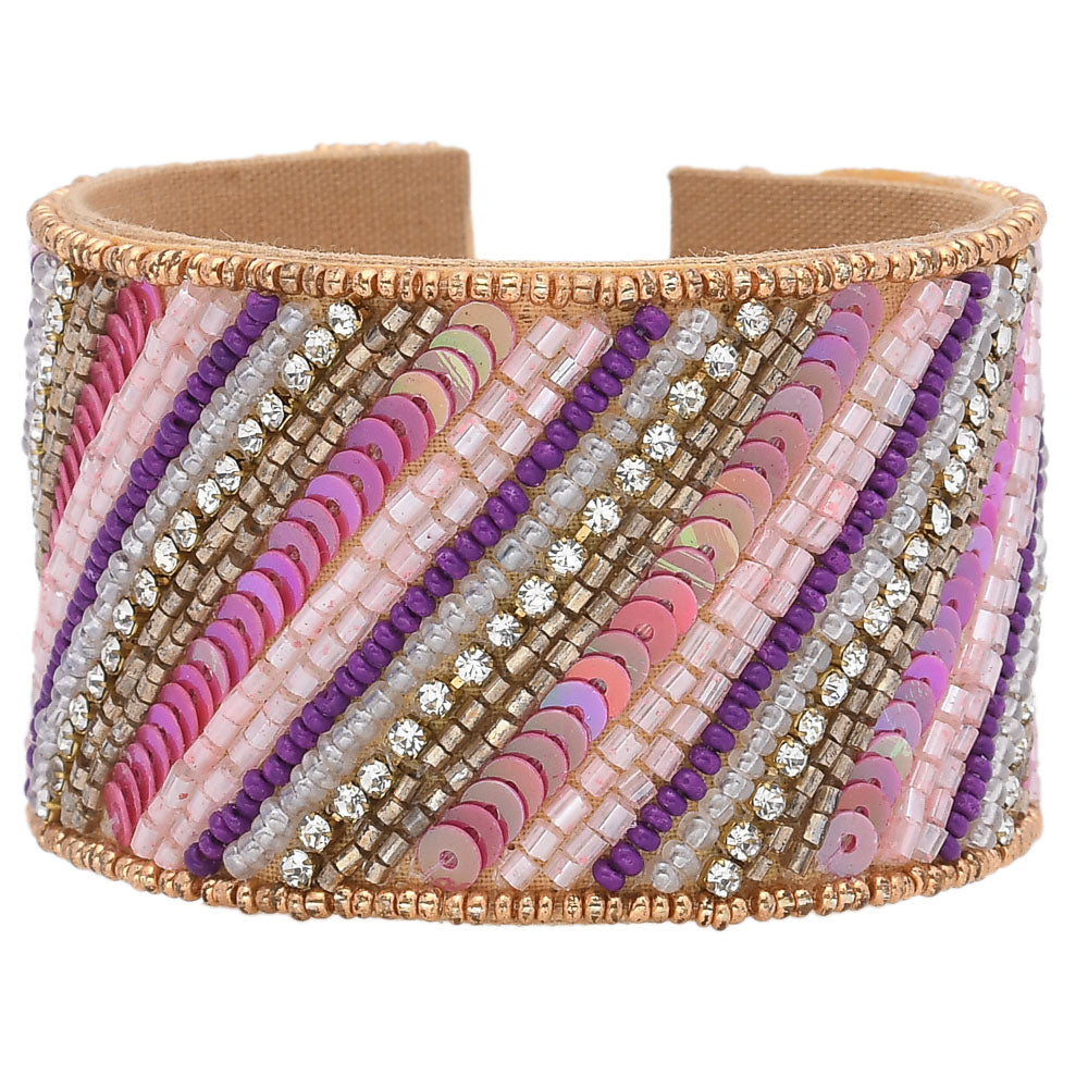 Colorful Bohemian Boho Seed Bead Loom Bracelet, Ethnic Large Cuff Bracelets For Women FBR1006