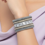 Colorful Bohemian Boho Seed Bead Loom Bracelet, Ethnic Large Cuff Bracelets For Women FBR1009
