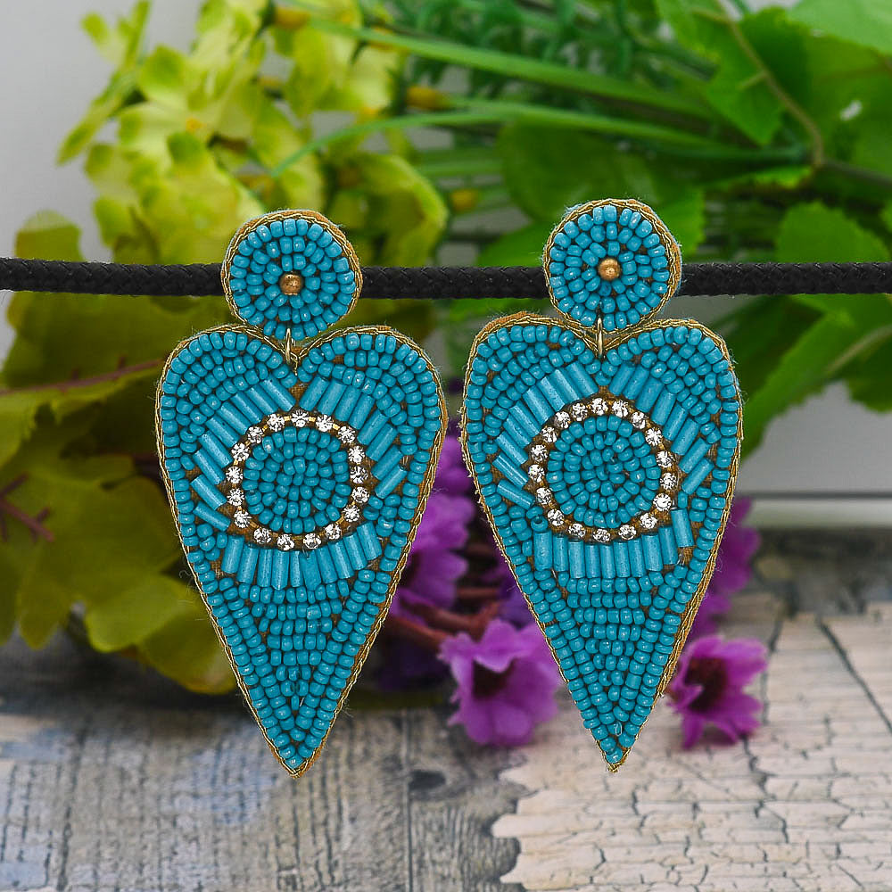 Wholesale Handmade Colorful Beaded Earrings,Hoop Dangle Earrings, Bohemia Boho Tassel Earrings FER1001