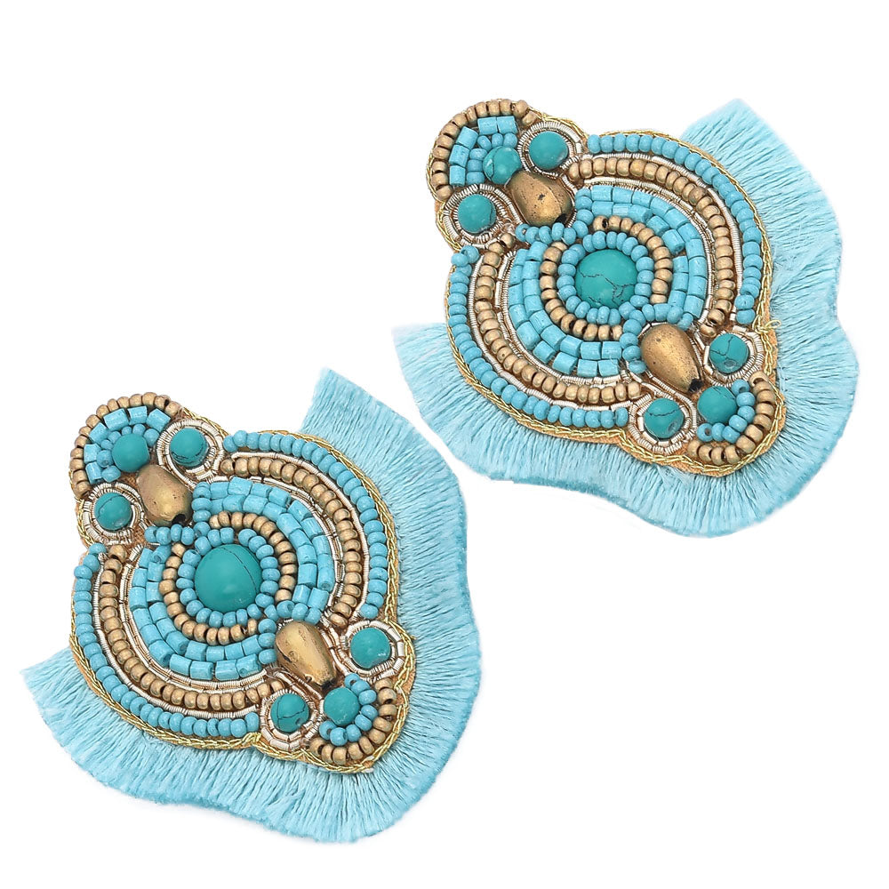 Colorful Beaded Earrings,Hoop Dangle Earrings, Bohemia Boho Tassel Earrings FER1003