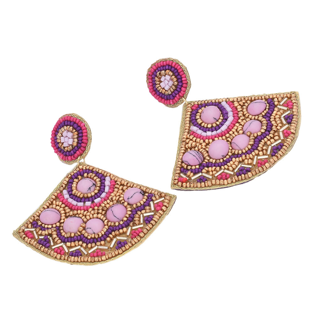 Colorful Beaded Earrings,Hoop Dangle Earrings, Bohemia Boho Tassel Earrings FER1008