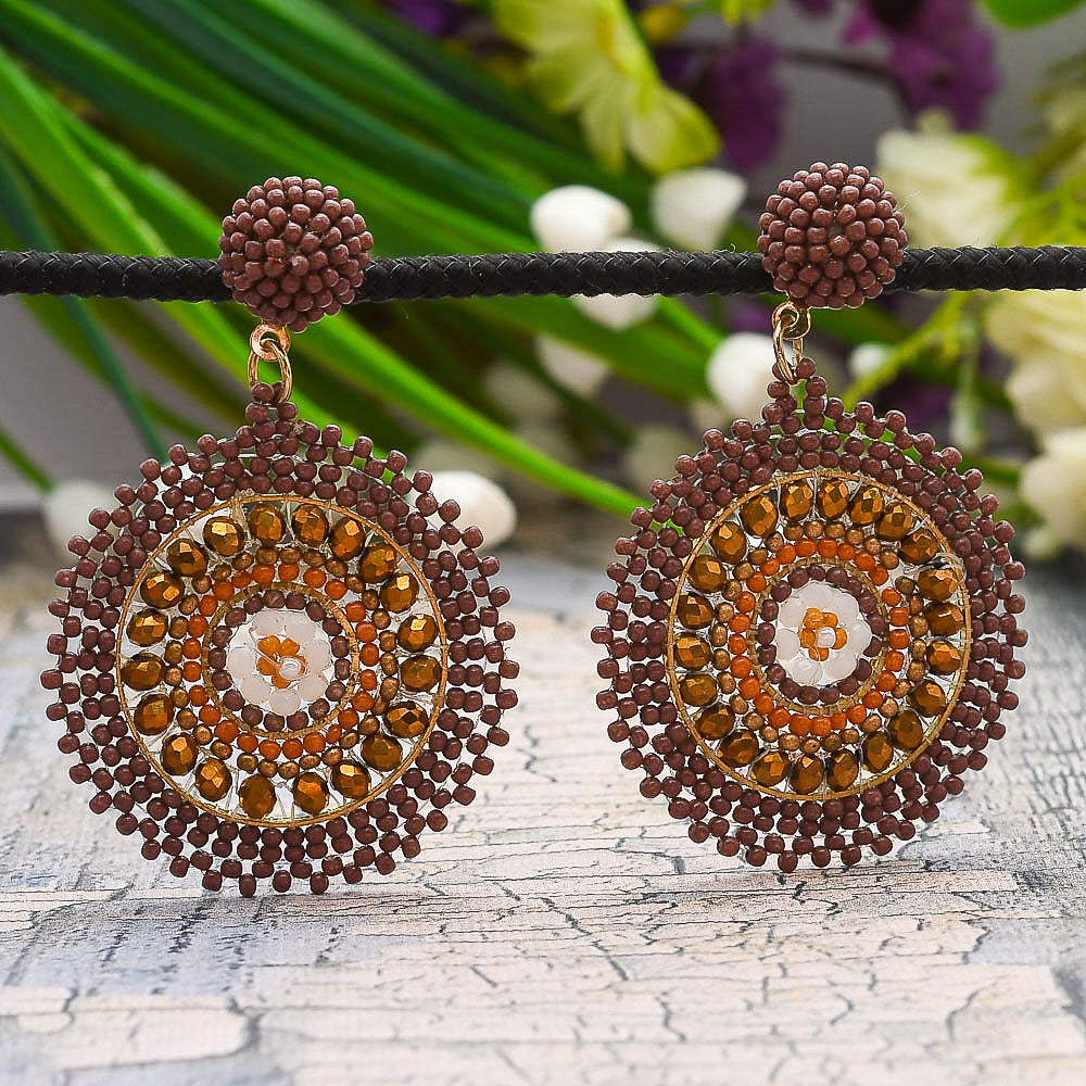 Colorful Beaded Earrings,Hoop Dangle Earrings, Bohemia Boho Tassel Earrings FER1009