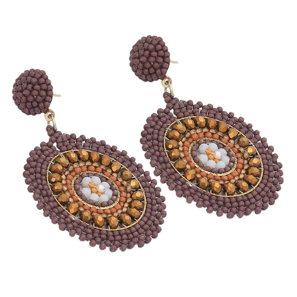 Colorful Beaded Earrings,Hoop Dangle Earrings, Bohemia Boho Tassel Earrings FER1009