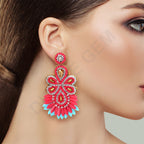 Colorful Beaded Earrings,Hoop Dangle Earrings, Bohemia Boho Tassel Earrings FER1011