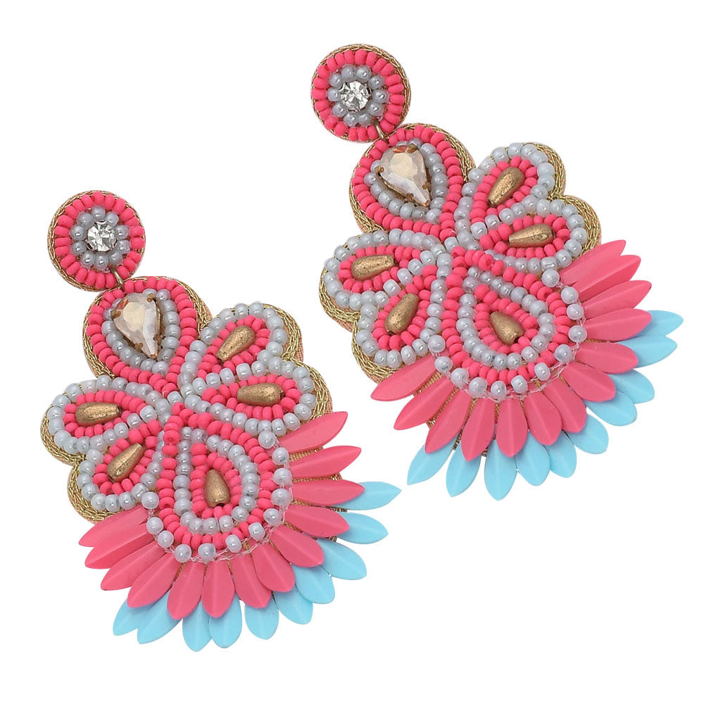 Colorful Beaded Earrings,Hoop Dangle Earrings, Bohemia Boho Tassel Earrings FER1011