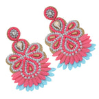 Colorful Beaded Earrings,Hoop Dangle Earrings, Bohemia Boho Tassel Earrings FER1011