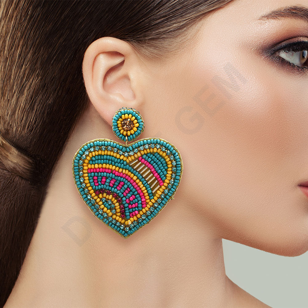 Colorful Beaded Earrings,Hoop Dangle Earrings, Bohemia Boho Tassel Earrings FER1014