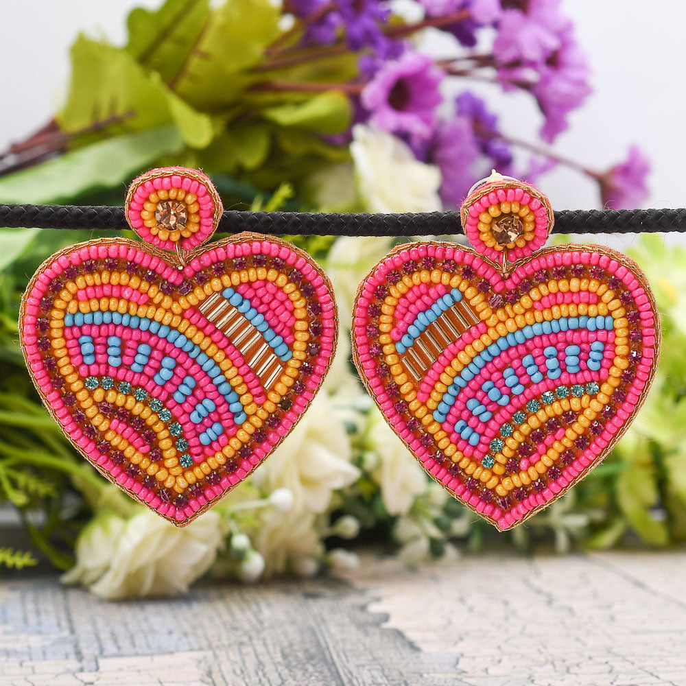 Colorful Beaded Earrings,Hoop Dangle Earrings, Bohemia Boho Tassel Earrings FER1015