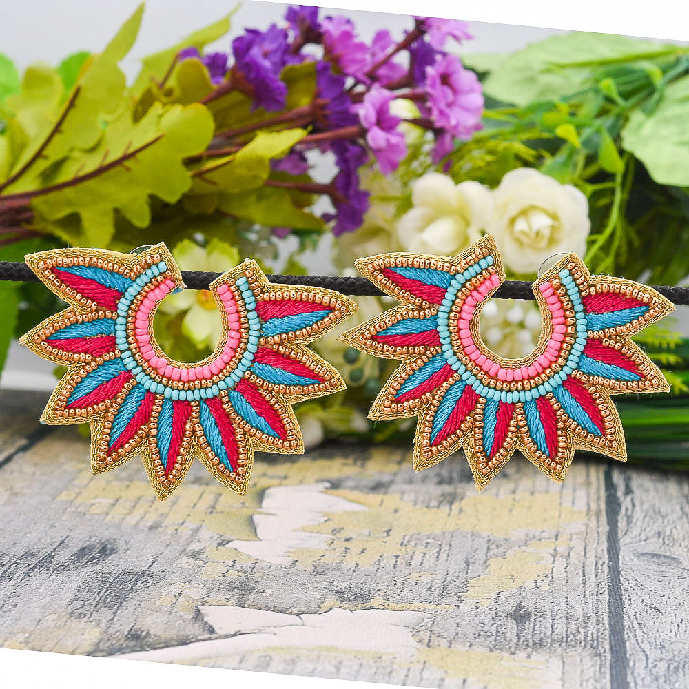 Colorful Beaded Earrings,Hoop Dangle Earrings, Bohemia Boho Tassel Earrings FER1016