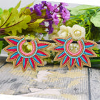 Colorful Beaded Earrings,Hoop Dangle Earrings, Bohemia Boho Tassel Earrings FER1016