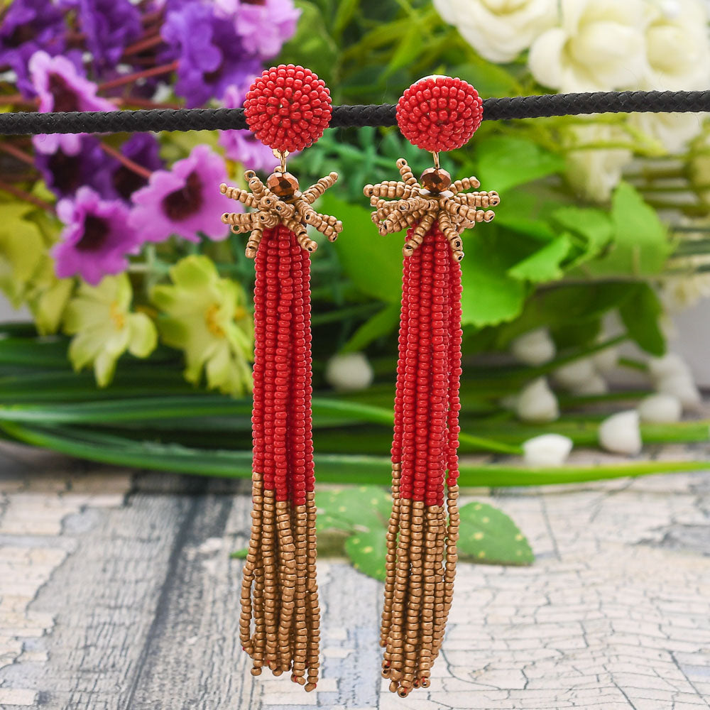 Colorful Beaded Earrings,Hoop Dangle Earrings, Bohemia Drops Earrings, Tassel Earrings FER1018