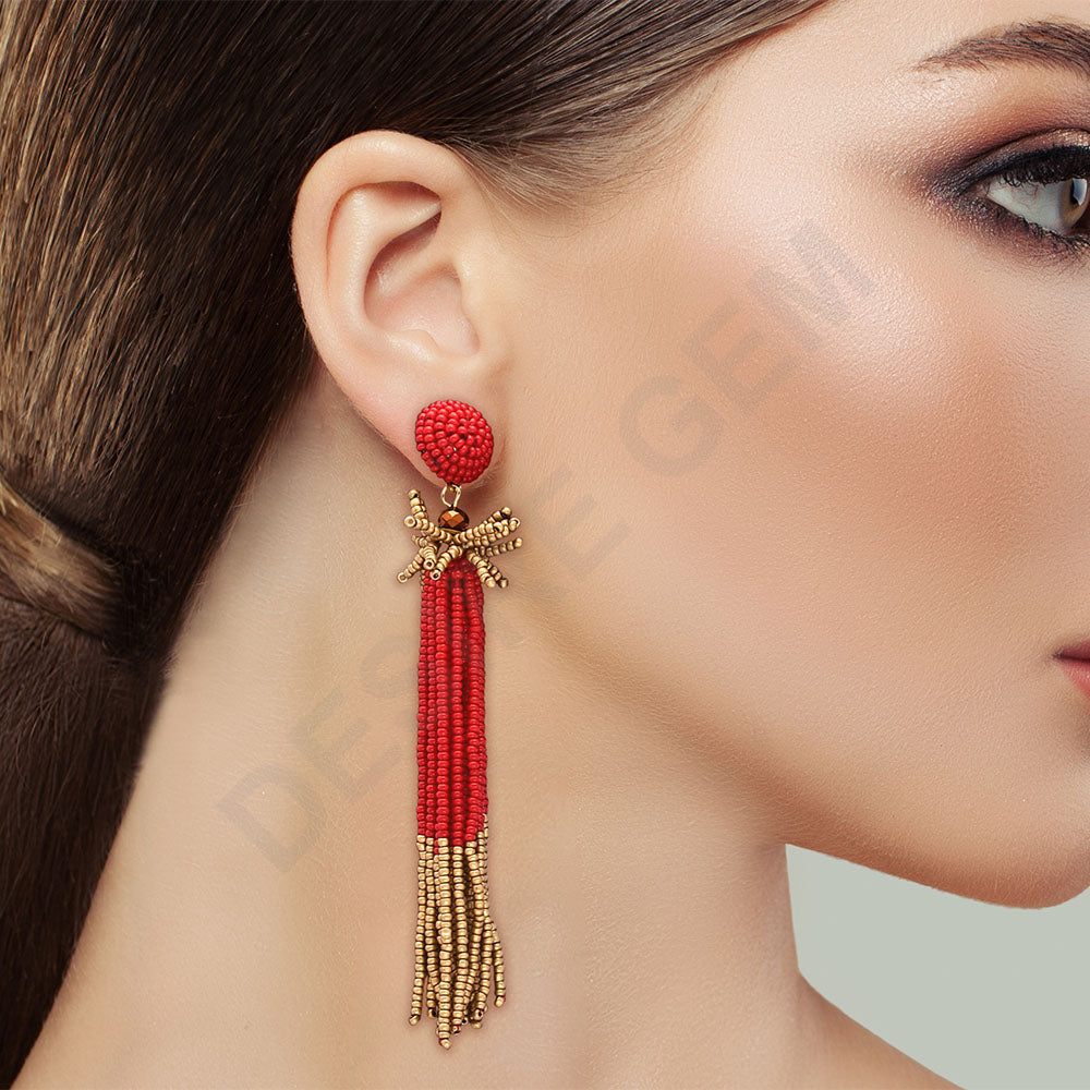 Colorful Beaded Earrings,Hoop Dangle Earrings, Bohemia Drops Earrings, Tassel Earrings FER1018