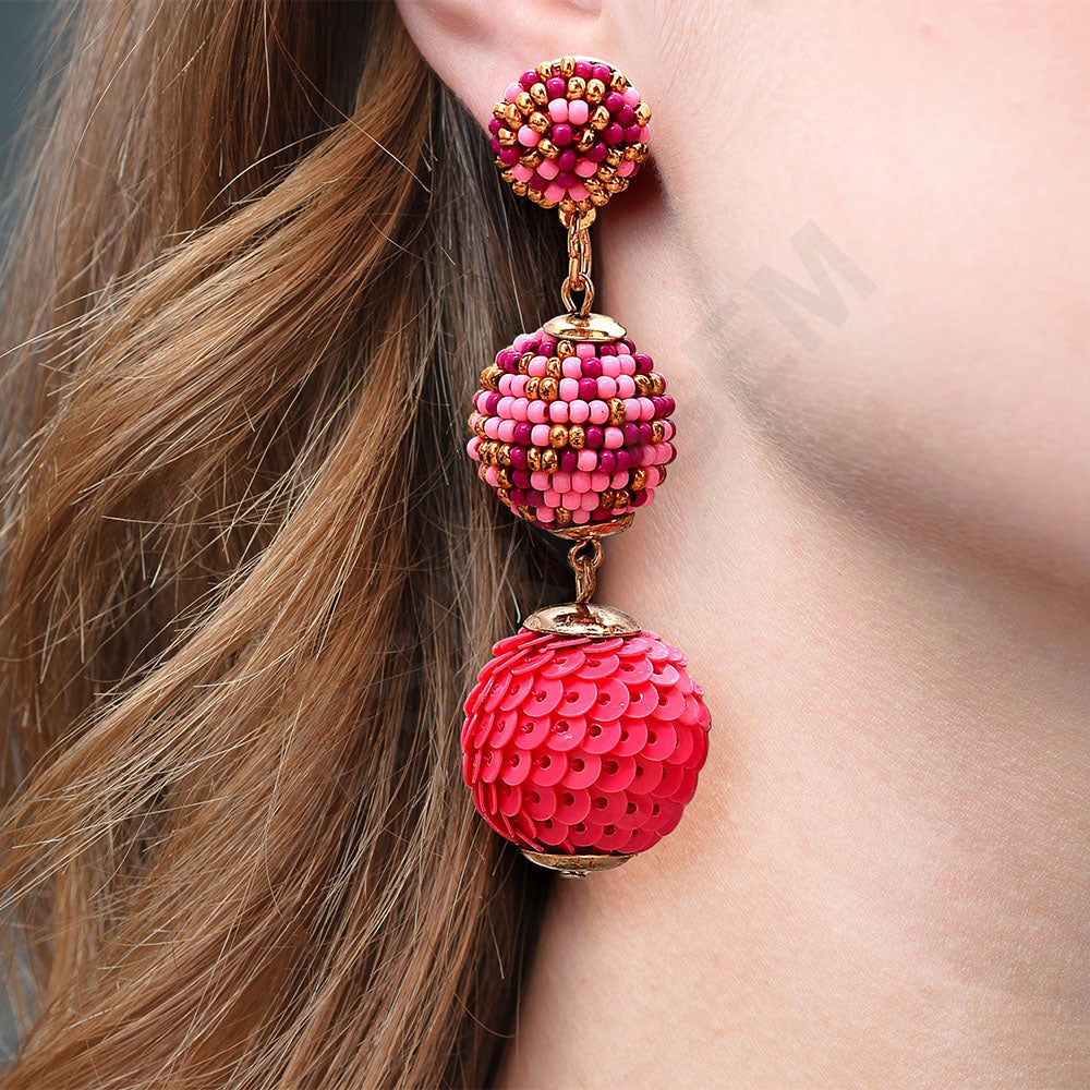 Colorful Beaded Earrings,Hoop Dangle Earrings, Bohemia Drops Earrings, Tassel Earrings FER1025